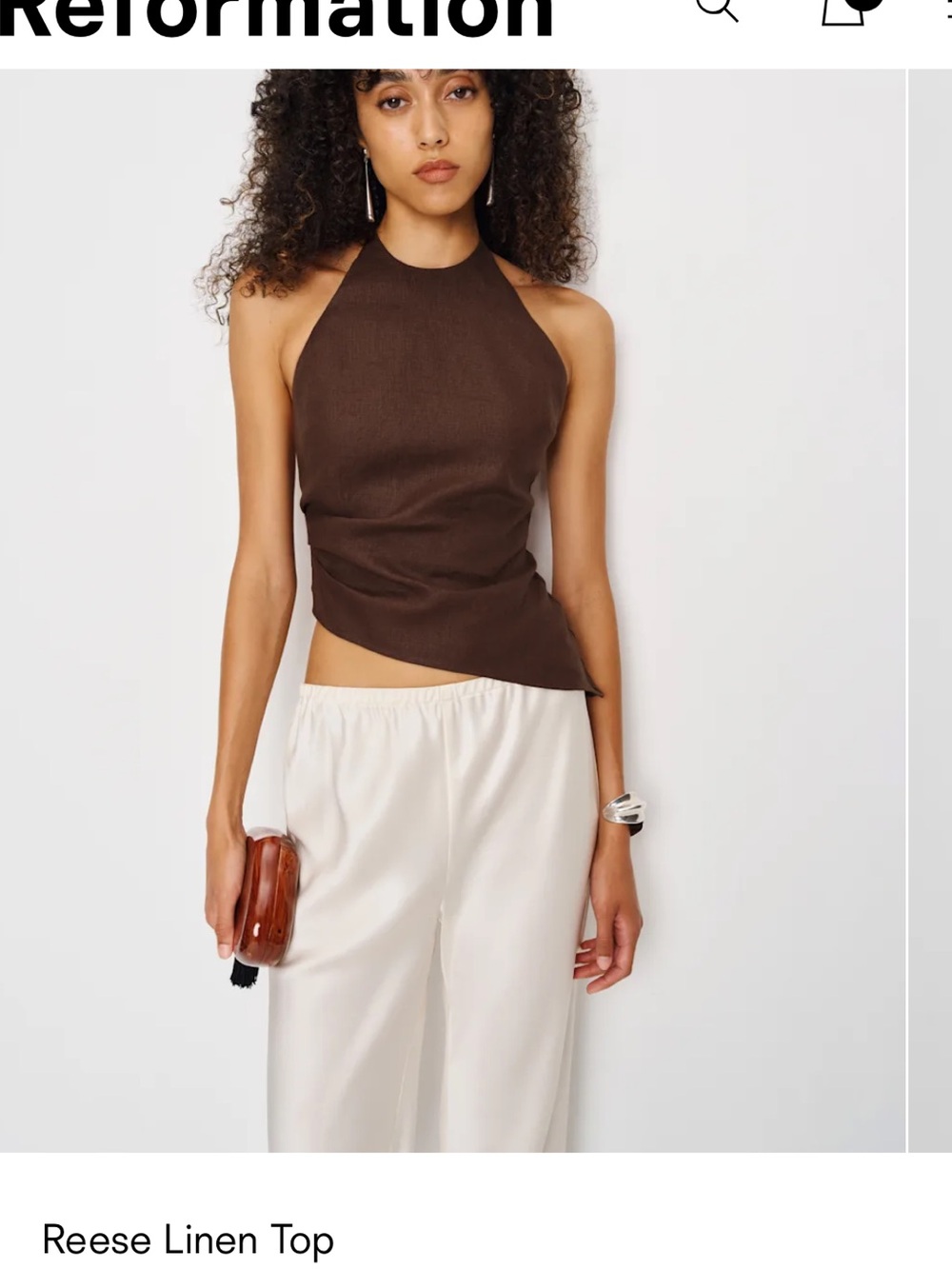 ISO (Not for sale) Reformation Reese Linen Halter Top in Dark Brown